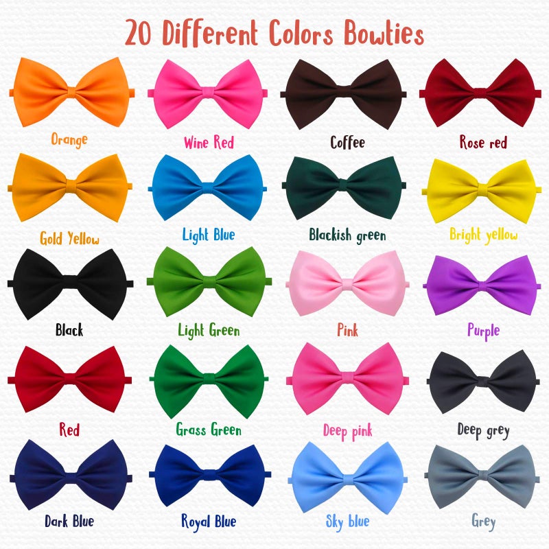YUEPET 20PCS Pet Dog Bow Ties Collar Adjustable Cat Bow Ties Neck Bows Bulk Pet Bowties Mix 20 Colors Solid Pet Collars Accessories for Small Medium Dog Cat Pets Christmas Birthday Holiday Photography - Image 2